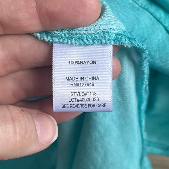 Floral & Ivy Women's Turquoise Flare Sleeve Boho Top Size M. NEW - Picture 6 of 7